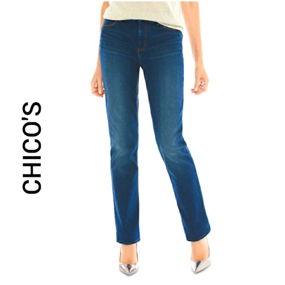 Two Pairs of Chico's So Lifting Straight Leg Jeans Size 6